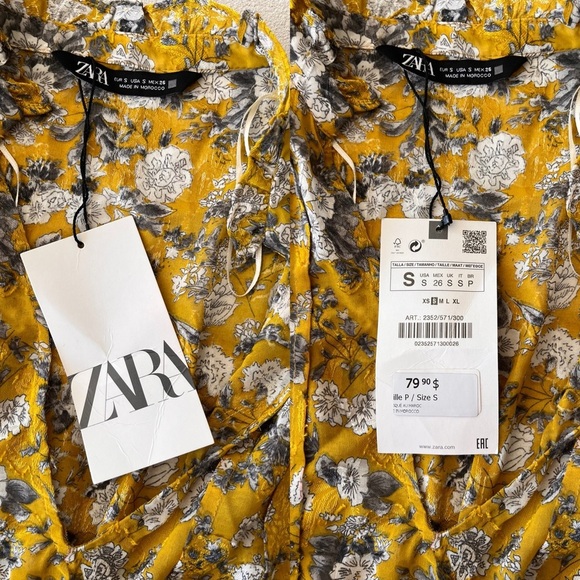 NWT ZARA Floral Print Chiffon Boho Midi Dress S - Picture 9 of 14